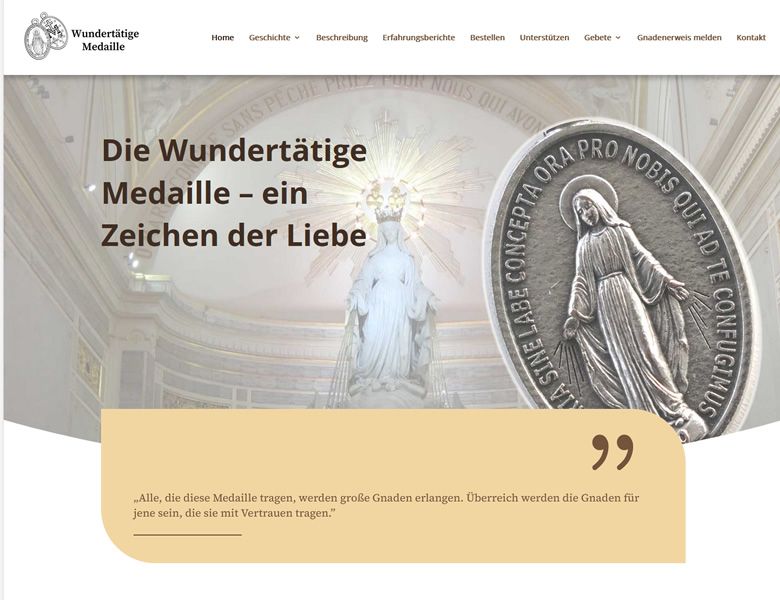 Neue Webseite über die Wundertätige Medaille 1 2023 11 26 webseite wundertaetige medaille sm